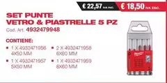 Milwaukee - Set Punte Vetro & Piastrelle 5 Pz
