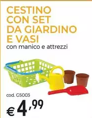 Cestino Con Set Da Giardino E Vasi