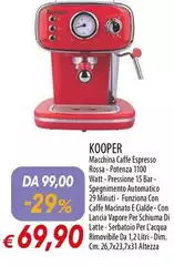 Kooper - Macchina Caffe Espresso Rossa