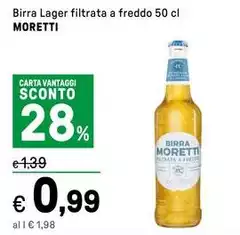 Moretti - Birra Lager Filtrata A Freddo