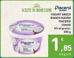 Benessere - Yogurt Greco Bianco Magro Piacersi