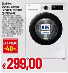 Samsung - WW80CGC04DAE Lavatrice Crystal Clean Wi-Fi