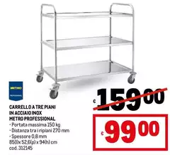 Carrello A Tre Piani In Acciaio Inox