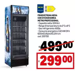 Frigovetrina Nera Con Sticker Birra