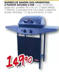 SandriGarden - Barbecue Gas Argentina 2 Fuochia Acciaio 5 Kw