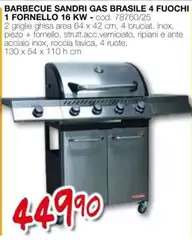 Barbecue Gas Brasile 4 Fuochi 1 Fornello 16 Kw