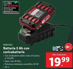 Parkside - Batteria 2 Ah Con Caricabatterie