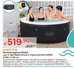 Idromassaggio Gonfiabile Lay-Z-Spa Miami Airjet 2-4 Persone Mod. 60001 Ø 180 X H 66 Cm