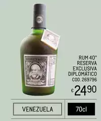 Rum 40° Reserva Exclusiva Diplomatico