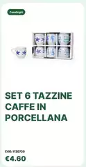 Set 6 Tazzine Caffe In Porcellana