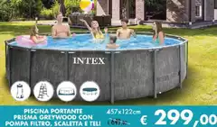 Intex - Piscina Portante Prisma Greywood Con Pompa Filtro, Scaleta E Teli