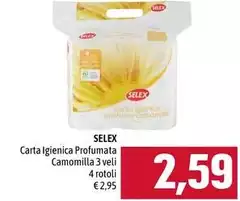 Selex - Carta Igienica Profumata Camomilla 3 Veli 4 Rotoli