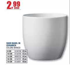 Vaso Basel In Ceramica Colore Bianco