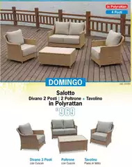 Salotto Divano 2 Posti | 2 Poltrone + Tavolino In Polyrattan 