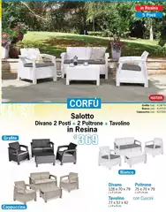 Salotto Divano 2 Posti + 2 Poltrone + Tavolino In Resina