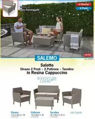 Salotto Divano 2 Posti + 2 Poltrone + Tavolino In Resina Cappuccino