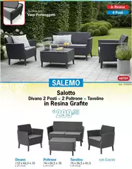 Salotto Divano 2 Posti + 2 Poltrone + Tavolino In Resina Grafite