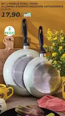 Green - Set Ta Padelle Fumal  Alluminio Stampato Induzione Antiaderente