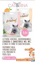 Cat&Rina - Lettiera Vegetale, Biodegradable, Leggera E Smaltibile Nel Wc, A Base Di Fibre Di Soia Riciclata