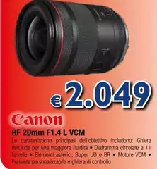 Canon - Rf 20mm F1.4 L Vcm