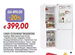 Candy - Ce3T618EWF Frigorifero congelatore Libera installazione 341 L E Argento