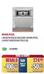 Whirlpool - Lavastoviglie Incasso Lavast.Wio30540