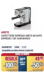 Ariete - Caffettiere Espresso M/caffe Espresso 1381 Slim Bianco