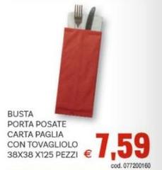 Busta Porta Posate Carta Paglia Con Tovagliolo