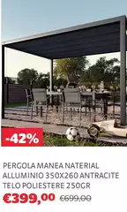 Pergola Manea Naterial Alluminio 350x260 Antracite Telo Poliestere 250 Gr