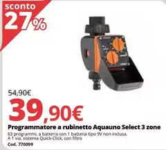 Select - Programmatore A Rubinetto Aquauno 3 Zone