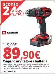 Einhell - Trapano Avvitatore A Batteria