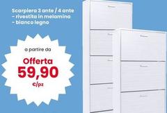 Scarpiera 3 Ante/ 4 Ante/rivestita In Melamina/Bianco Legno