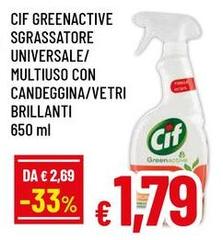 Cif - Greenactive Sgrassatore Universale/ Multiuso Con Candeggina/Vetri Brillanti