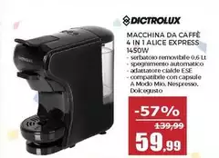 Dictrolux - Macchina Da Caffè 4 In 1 Alice Express 1450W