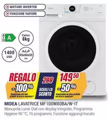 Midea - Lavatrice MF100W80BA/W-IT