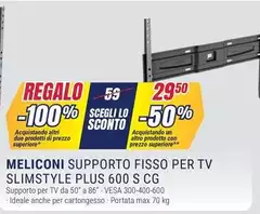Meliconi - Supporto Fisso Per Tv Slimstyle Plus 600 S Cg
