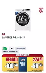 LG - F4R3011NSW Lavatrice 11kg 1400 giri/min A-O-Wel