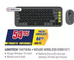 Logitech - Tastiera + Mouse Wireless 92001311