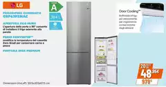 LG - GBP62PZNAC Frigorifero Combinato, Classe A, 384L, Fresh Converter, No Frost, Inox
