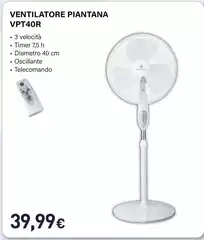 Electroline - VPT40R Ventilatore Grigio, Bianco