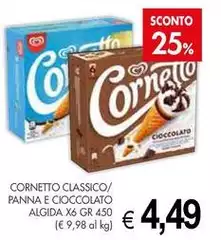 Algida - Cornetto Classico/ Panna E Cioccolato
