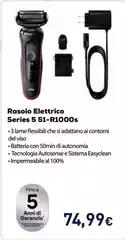 Braun - Series 5 51-R1000s Rasoio Elettrico Uomo, EasyClean, Wet&Dry, Ricaricabile, Rasoio A Lamina Senza Fili, Rosso