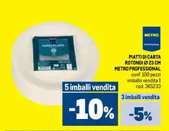 Piatti Di Carta Rotondi Ø 23 Cm