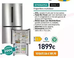 Bosch - Serie 4 KFN96APEA Frigorifero Multidoor Da Libera Installazione 183 X 90.5 Cm Acciaio Spazzolato Anti-impronta Classe E