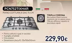 Hotpoint - PCN752TIXHAR Piano Cottura A Gas 75 Cm