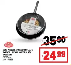 Ballarini - Set 2 Padelle Antiaderenti Alte Svasate Linea Granite 8 Black