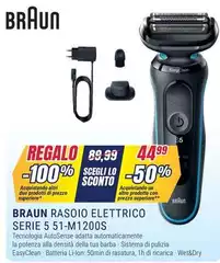 Braun - Series 5 51-M1200s Rasoio Elettrico Trimmer Nero, Blu