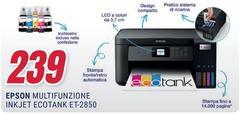 Epson - ET-2850 Stampante Multifunzione Inkjet 3-in-1 A4, Serbatoi Ricaricabili Alta Capacità, 5 Flaconi Inclusi Pari A 14000pag B/N 5200pag Colore, Wi-FI Direct, USB