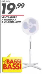 Bassi - Ventilatore A Piantana 3 Velocità