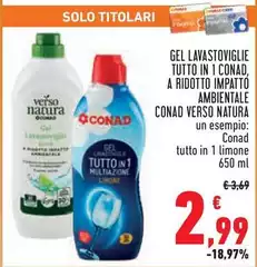 Solo - Gel Lavastoviglie Tutto In 1 Conad, A Ridotto Impatto Ambientale Verso Natura